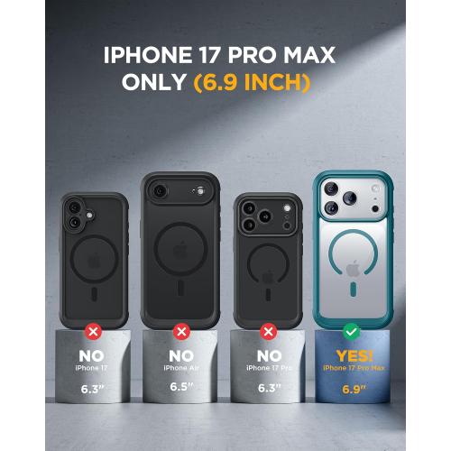 Miracase for iPhone 17 Pro Max Case 6.9 Full-Body Phone Case with Built-in Glass Screen Protector& Full Camera Protector,[Magnetic with MagSafe] Drop Proof 17 ProMax Cover, Green