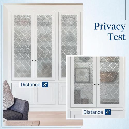 Haton Window Privacy Film, Decorative Frosted Film, Lattice 17.5 x 78.7