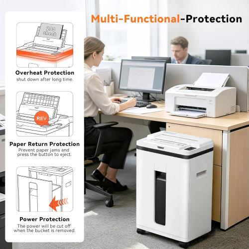 200-Sheet Auto Feed Paper Shredder, Touchscreen Heavy Duty Shredders, 40 Min Non-Stop, P-5 Ultra Security Commercial Shredder for Home Office, Micro Cut with Wheels, 5.8 Gal Bin, <60 dB