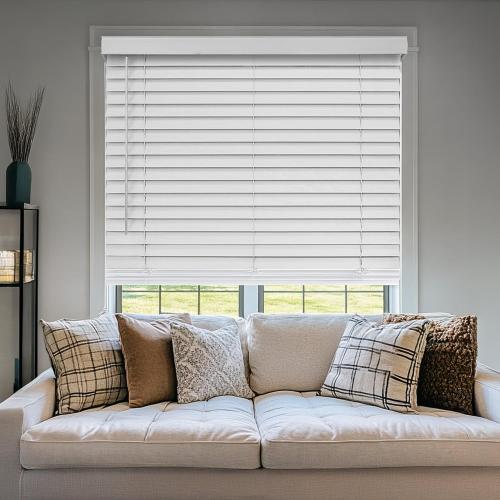 CHICOLOGY Cordless Faux wood blinds Best for Kids, Inside Mount, 31W X 60H, Basic White