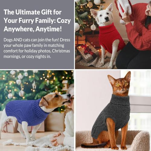 Dog Sweater Pullover, Cable Knit Dog Christmas Sweater, Dogs Sweaters for Small Medium Large Dogs with Harness Hole,Puppy Sweaters Boy Or Girl(Grey XL)
