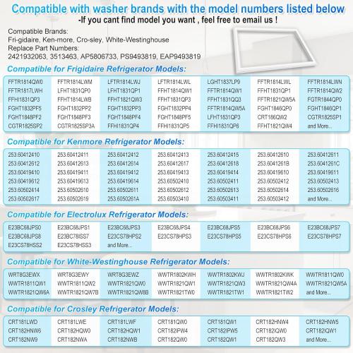 Upgraded 41.62x28.5 242193206 Refrigerator Fresh Food Door Gasket Comapatible with Frigidaire Ken-more Cro-sley Refrigerator Door Gasket Seal AP5806733,PS9493819 FFTR1828SP3A,FFTR1828SE0,CRT185SS1