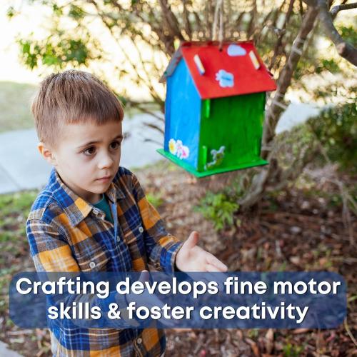 12 DIY Bird House Kits For Children to Build - Wood Birdhouse for Kids to Paint - Unfinished Bird Houses for Kids - Wood Craft Project Kits - Wooden Arts & Craft for Girls & Boys - Classroom Activity