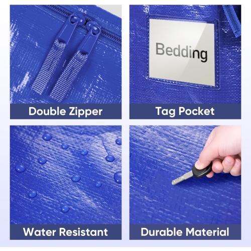 TICONN 12 Pack Extra Large Moving Bags Heavy Duty with Zippers & Carrying Handles, Durable Storage Bags Moving Boxes for Closet Organizers and Storage (12 Pack, Blue)‼️decent condition‼️