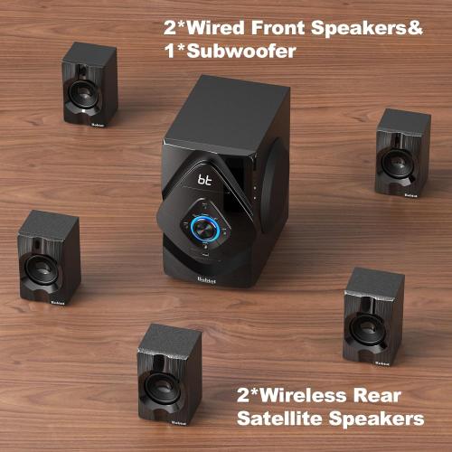 Bobtot Home Theater System Wireless Rear Satellite Speakers 800W 6.5 inch Subwoofer 5.1/2.1 Channel Surround Sound Systems with ARC Optical Bluetooth Input