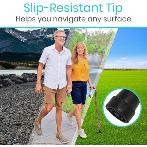 Vive Walking Cane for Women, Men, Elderly - Patented Offset Grip - Lightweight Adjustable Walking Aid with a Non-Slip Tip - Sturdy Balancing Mobility Aid for Seniors