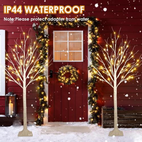 2-Pack 4FT Lighted Birch Trees (Higher Size & Floor Standing), 96 LED Twinkling Birch Christmas Tree Lights for Indoor & Outdoor, 2 Modes Warm White Tree Lights for Christmas Thanksgiving Home Decor