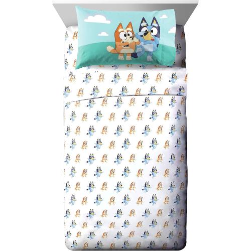 Jay Franco Bluey & Bingo 5 Piece Twin Size Bed Set - Includes Comforter & Sheet Set - Super Soft Kids Bedding Fade Resistant Microfiber (Official Bluey Product)