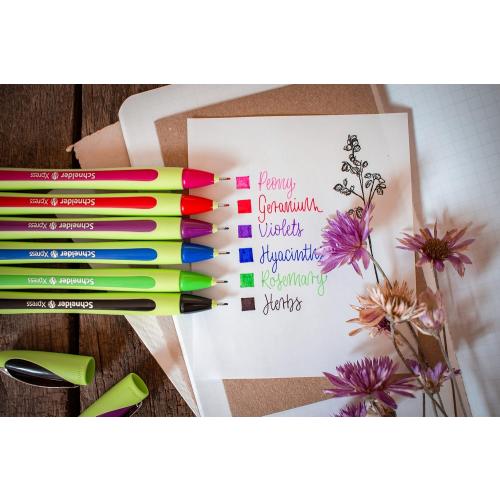 Schneider Xpress Premium Fineliner, 0.8 mm Porous Point, Light Green Barrel, Red Ink, Box of 10 Pens (190002)