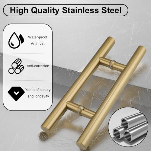 GOLD Alise 16 Shower Door Handle,Sliding Shower Glass Door Pull, Round Back to Back Handle for Shower Doors,SUS304 Stainless Steel Shower Hardware Replacement Parts,Gold Finish,LS7040Y-G