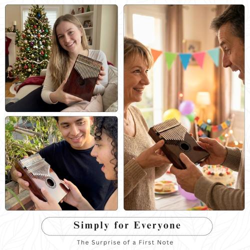 Kalimba Thumb Piano 17 Keys, Portable Mbira Finger Piano Gifts for Kids and Adults Beginners