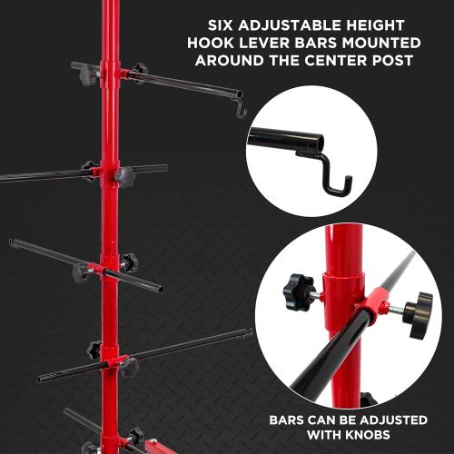 TCP Global Auto Panel Tree Paint Stand Holder with Adjustable Center Post - Hook Levers Securely Hang Automotive Panels, Doors, Fenders, Bumpers, Car Parts - Auto Body Shop Painting, Save Time & Labor