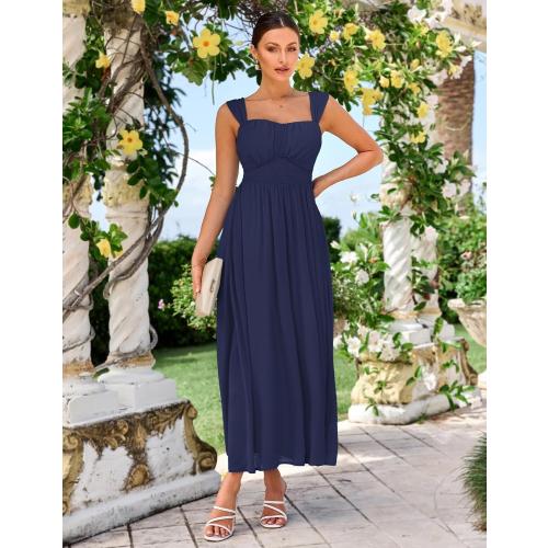 Size 2 XL.... GRACE KARIN 2025 Women's Summer Floral Print Flowy A Line Maxi Dresses Sleeveless Smocked Off Shoulder Dress...