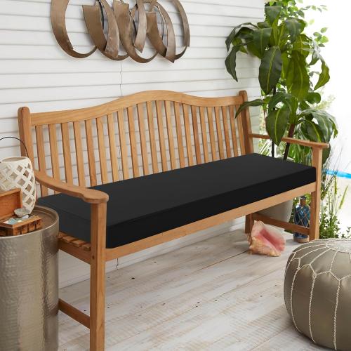 BKACK AND WHITE Outdoor Bench Cushion: Waterproof and Fade Resistant Patio Furniture Cushions - Non-Slip Bench Pad Cushion with Removable Cover for Garden Swing Porch Sofa Settee, 48 x 18 x 3 Inch, Black