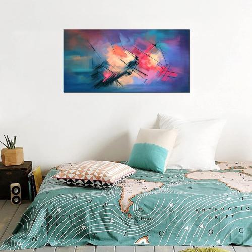 YYYYHPP YP0675 Canvas Wall Art Colorful abstract acrylic painting Wall Art Modern Art on Blue Background Picture Painting for Living Room Bedroom and Office Home Kitchen