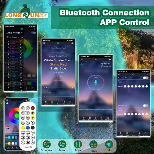 Gepas LONGRUNNEW Replacement 11.8'' LED Light Strip Color Changing for Waterfall Spillway Pool Fountain with Adapter, Remote Control Designed