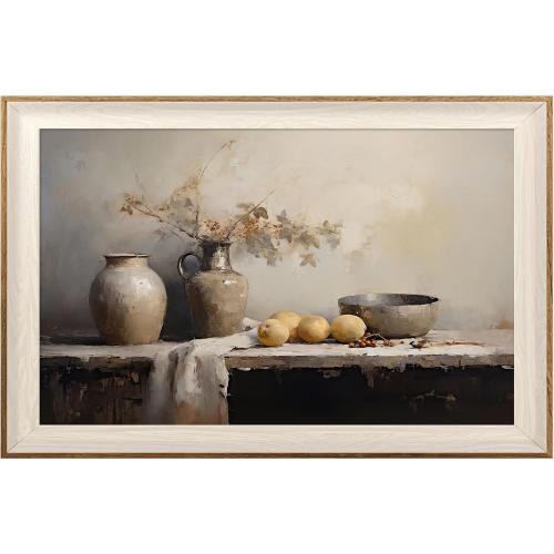 ASTRDECOR Framed Kitchen Wall Art Prints, Rustic Kitchen Farmhouse Wall Decor Living Room, Vintage Jars Still Life Oil Painting Dining Room Wall Decor, Fruits Botanical Canvas Wall Art-20''x 30''