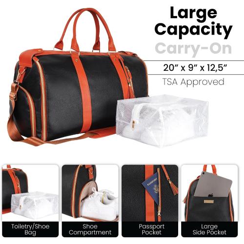 Luhxe Travel Convertible Carry On Garment Bag with Shoe Pouch & Detachable Shoulder Strap - Charcoal