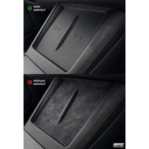 Charging Pad Cover for Tesla Model Y Juniper (2025/2026) & Model 3 Highland (2024/25/26) - Ultra Thin Silicone Mat Protector, Unobstructed Wireless Charging - Black