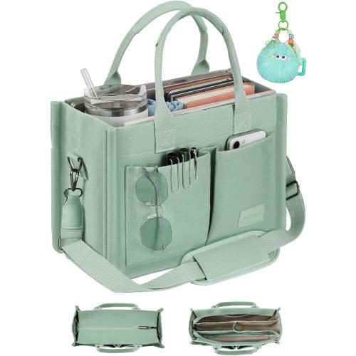 Canvas Tote Bag Purse for Women with Zipper Closure, Individual Compartments & Bottom Support