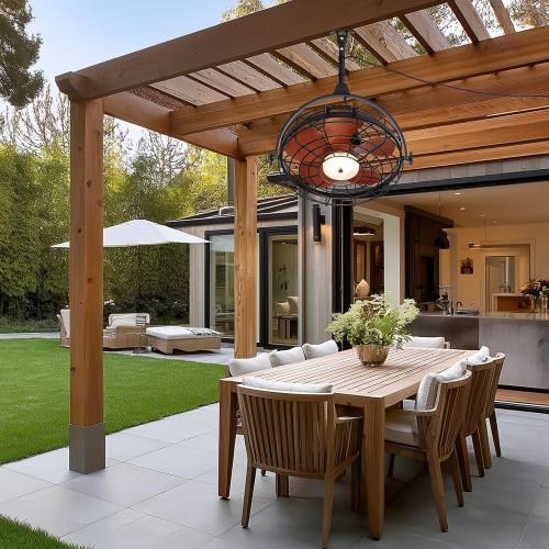 23 Waterproof Outdoor Ceiling Fan with Light, Outdoor Hanging Fan for Patio, 6-Speed & 3 CCT LED, Caged Ceiling Fan with Smart APP & Remote Control, Perfect for Gazebo, Pergola, Canopy