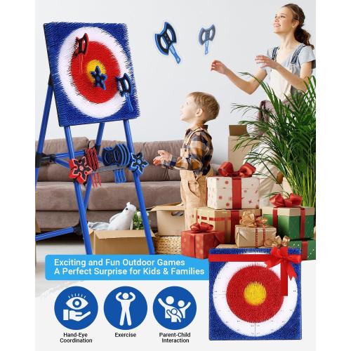 Axe Throwing Game for Backyard - 8 Throwing Axes Set - Deluxe Foldable Plastic Axe Throwing Target Game for Adults Kids, Outdoor Games Carnival Games