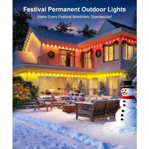 Fussion 200ft Permanent Outdoor Lights for House, 2025 Smart RGB LED Outside Lights with APP Remote Control, IP67 Waterproof Eternity Eaves Lighting for Christmas, Halloween, Holiday, Party, Daily
