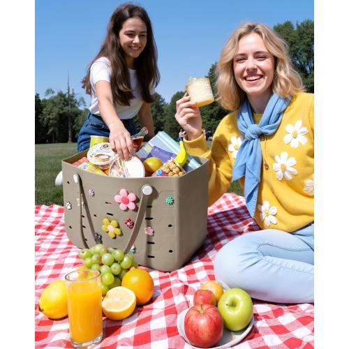 BAGSMART Beach Bag for Women, Water-resistant Rubber Tote Bag, Sandproof Vacation Essentials for Summer Swim Cruise Pool MISSING CHARMS