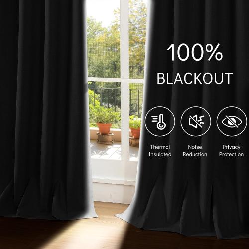ChrisDowa 100% Blackout Curtains for Bedroom Linen Drapes 72 Inch Curtain