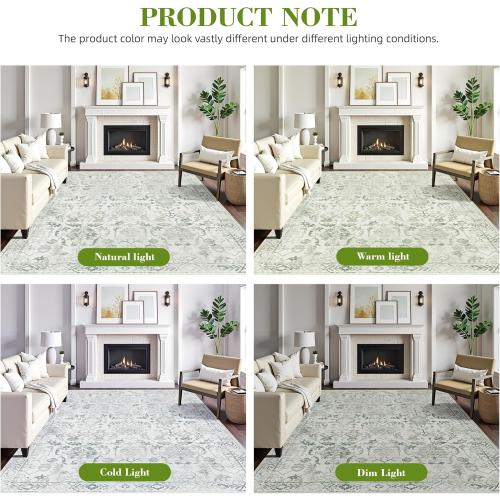 Green Area Rugs 8x10 Rugs for Living Room, Traditional Washable Rugs for Bedroom Distressed Large Area Rug Living Room Rug Non Slip Rug Carpet for Dining Nursery