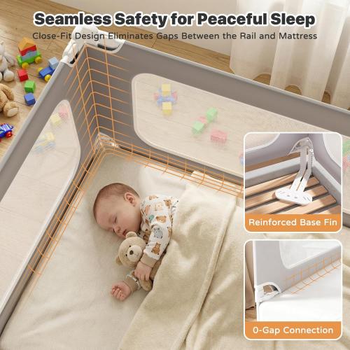 3 Piece King Size Bed Rail for Toddlers, Upgraded Height Adjustable Baby Bed Rail Guard, Thickened Child Safety Bed Rails for King Size Beds