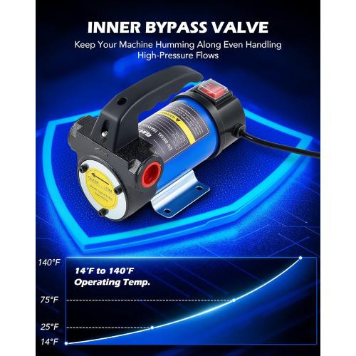 Motor Tech Diesel Transfer Pump, 12 Volt Fuel Transfer Pump with Nozzle Hoses for Transferring Diesel, Kerosene, Self Priming DC Electric Fuel Pump Kit