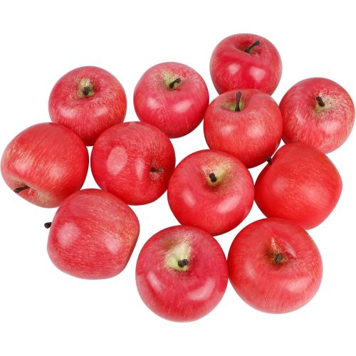 Fake Fruit Artificial Apples, Set of 12 Decorative Fruit Lifelike Faux Apples Realistic Fruits Apple Decorations for Kitchen, Realistic Fake Fruits Party Props Home Decor