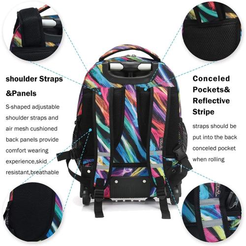 COLOR BLUE AND GREEN Tilami Rolling Backpack Laptop 18 inch with Lunch Bag, Colors
