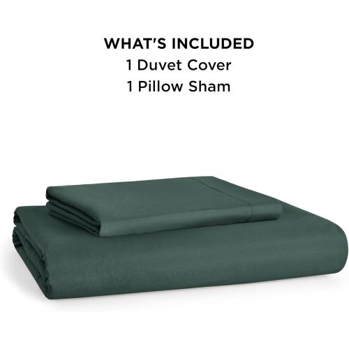 Bedsure Duvet Cover Twin/Twin XL Size - Soft Double Brushed Bedding Set for Kids & Adults, Zipper Closure, 2 Pieces, Includes 1 Duvet Cover (68x90) & 1 Pillow Sham, NO Comforter, Forest Green