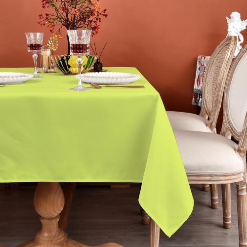 MEANMOY Lime Green 210 GSM Water & Stain Resistant Square Tablecloth - Solid 54 x 54 Inch Rectangle Table Cloth Cover in Wrinkle Free Washable Wipe Clean Polyester Fabric for Wedding, Party, Banquet