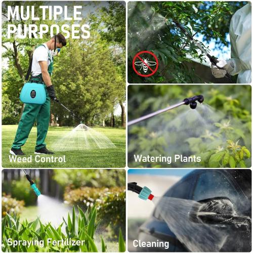2 Gallon Battery Powered Garden Sprayer, Electric Backpack Sprayer, Garden Yard Lawn Sprayer with 5 Mist Nozzles & Retractable Wand & Adjustable Strap for Lawn, Weed, Yard