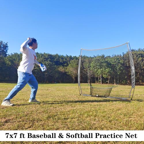 7x7FT Baseball Net for Any Skill Level Players to Batting&Hitting&Pitching | Complete Set-Net&Carry Bag&Ground Stake(Stable&Portable);Tear-resistant Fabric&Metal Frame;Easy Setup