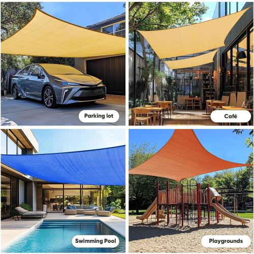Quictent 20x16ft Rectangular Sun Shade Sail 185G HDPE Canopy 98% UV Block Outdoor Patio Garden Commercial Deck with Hardware Kit (Sand)‼️missing kit‼️