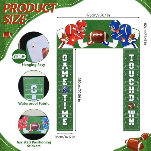 Gilprop 3 Pcs Football Party Decorations Porch Sign Banner Football Welcome Door Cover Banner for Birthday Decoration Party Favors Sports Game Theme Hanging Decor Indoor Outdoor