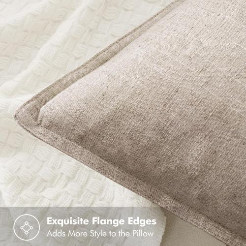 MIULEE Decorative Linen Pillow Covers 20x20 Inch Natural Linen Boho Farmhouse Neutral Couch Throw Pillows for Bed Pack of 2 Accent Modern Pillowcase Sofa Livingroom Home Decor