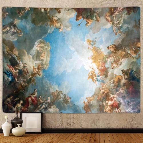 Sanzugh Retro Renaissance Tapestry, Vintage Greek Mythology Painting Art Ceiling Tapestries Wall Hanging for Bedroom College Dorm Living Room Office Decor 60X40, Unique Baroque Angel Poster Blanket