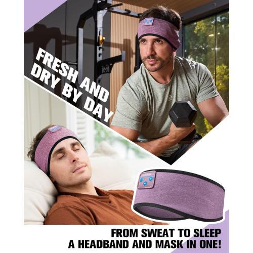 Voerou Sleep Headphones Wireless Bluetooth 5.4 Sports Headband, Sleeping Headphones Eye Mask Earbuds Music Headband for Side Sleepers Perfect for Workout Running Travel Yoga Cool Gadgets Tech Gifts