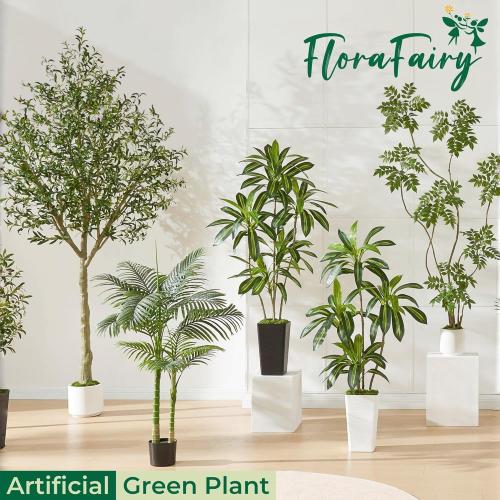 Size 6.5FT Artificial Sumac Tree with White Pot, Tall Faux Plants Indoor, Large Fake Tree with Nearly Natural Silk Plant (Real Touch), for Home, Office, Living Room, Patio, Lobby Decor