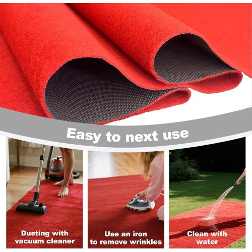Thick 3x15Ft Red Carpet Runner for Party, Non-Slip TPR Backing Aisle Runway Rug Felt for Indoor&Outdoor,Occasions,Graduation,Birthdays & Special Events Decorations,Long Term use