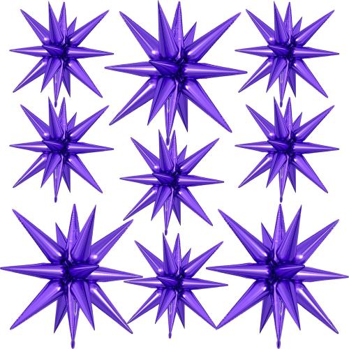 9Pcs Dark Purple Star Balloons, Large Explosion Star Foil Balloons, Metallic Purple Mylar Spike Balloon for Birthday Wedding Anniversary New Year Christmas Graduation Party,3 Pcs 27Inch & 6 Pcs 22Inch