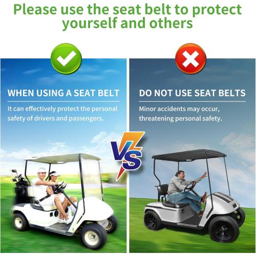 10L0L 4PCS Universal Retractable Golf Cart Seat Belt Kit for Yamaha, EZGO, Club Car, Fits Front Rear Seat (Not Include Bracket)