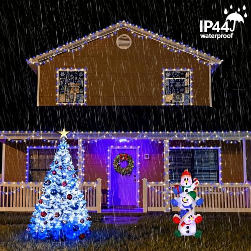 YEGUO 165ft 500 LED Blue and White Christmas Lights Outdoor Waterproof, Clear Wire String Lights Indoor Plug in, 8 Modes Clear Wire Twinkle Tree Light for Xmas Party Garden