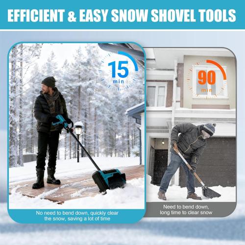 10-Inch Cordless Snow Shovel, 21V Battery Snow Blower with 2X 4.0Ah Batteries & Charger, 6-Inch Depth,20FT Throw Distance Electric Snow Blower for Deck, Patio, Sidewalk, Driveway