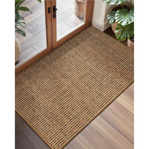 Color&Geometry Handwoven Jute Entry Rug - Natural Textured Front Door Mat 36x60, Non-Slip Durable & Eco-Friendly Doormat for High-Traffic Entrance, Rustic Farmhouse Welcome Mat, Sisal Brown